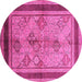 Round Oriental Pink Industrial Rug, urb846pnk