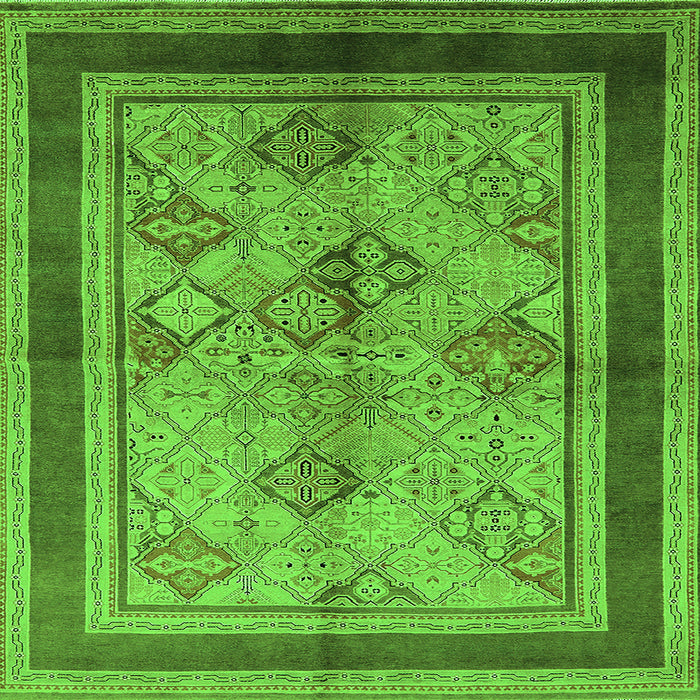 Square Oriental Green Industrial Rug, urb846grn
