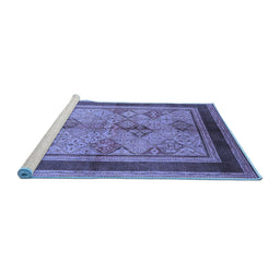 Sideview of Machine Washable Oriental Blue Industrial Rug, wshurb846blu