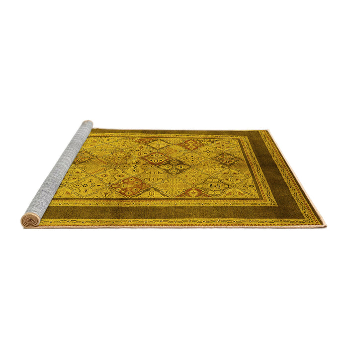 Sideview of Machine Washable Oriental Yellow Industrial Rug, wshurb846yw