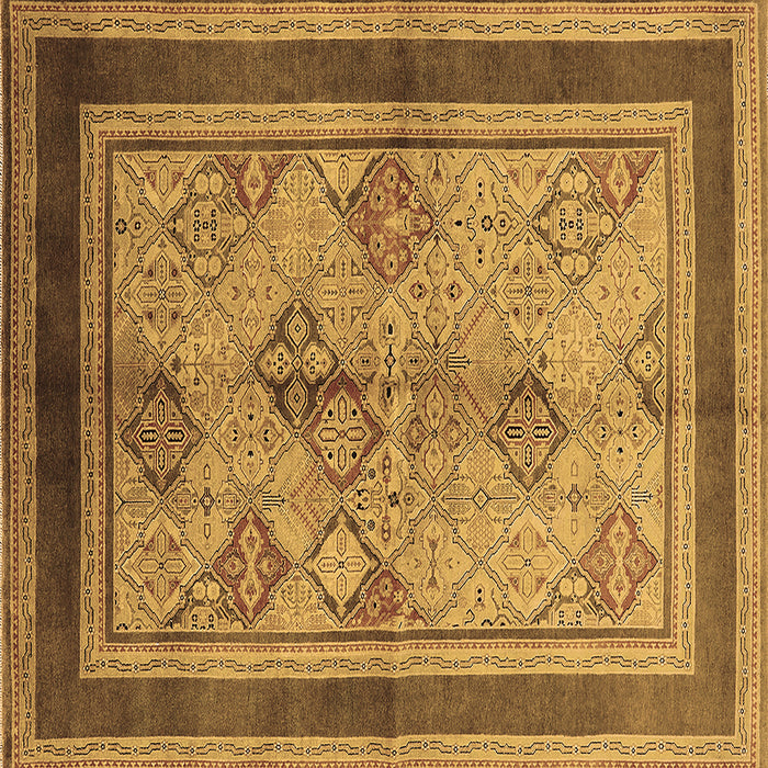 Square Machine Washable Oriental Brown Industrial Rug, wshurb846brn