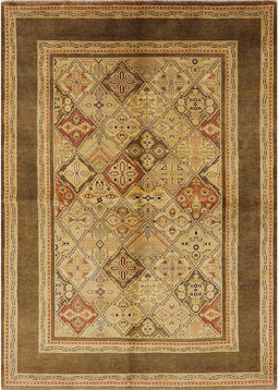 Mid-Century Modern Yellow Oriental Rug, urb846
