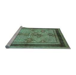 Sideview of Machine Washable Oriental Light Blue Industrial Rug, wshurb846lblu