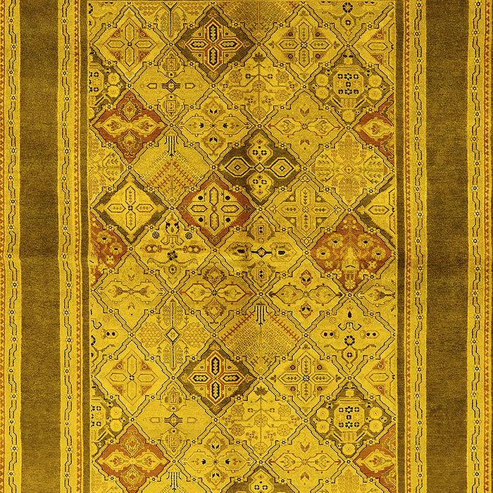 Machine Washable Oriental Yellow Industrial Rug, wshurb846yw