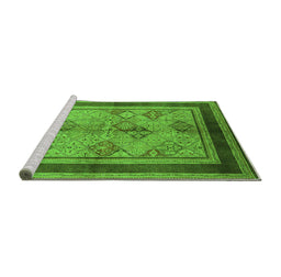 Sideview of Machine Washable Oriental Green Industrial Area Rugs, wshurb846grn