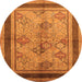 Round Oriental Orange Industrial Rug, urb846org