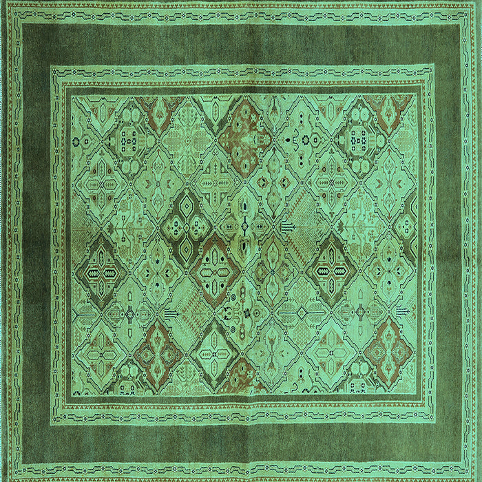 Square Machine Washable Oriental Turquoise Industrial Area Rugs, wshurb846turq
