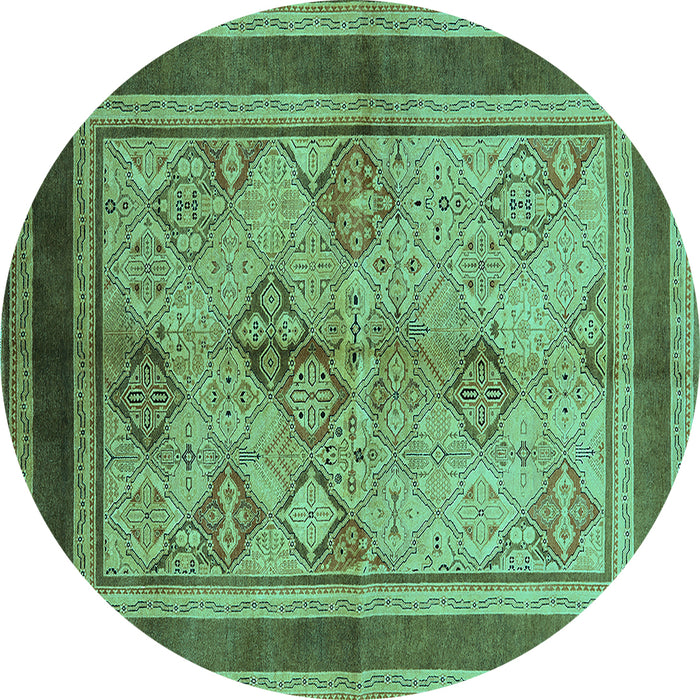 Round Oriental Turquoise Industrial Rug, urb846turq