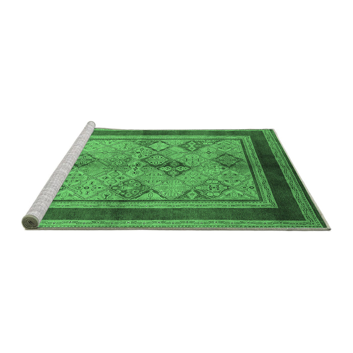 Sideview of Machine Washable Oriental Emerald Green Industrial Area Rugs, wshurb846emgrn