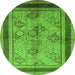 Round Oriental Green Industrial Rug, urb846grn