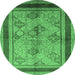 Round Oriental Emerald Green Industrial Rug, urb846emgrn