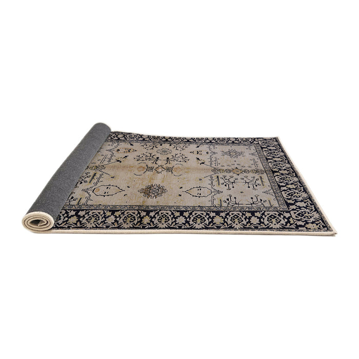 Sideview of Mid-Century Modern Taupe Brown Oriental Rug, urb847