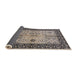 Sideview of Mid-Century Modern Taupe Brown Oriental Rug, urb847