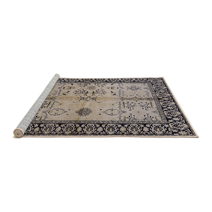 Sideview of Machine Washable Industrial Modern Taupe Brown Rug, wshurb847