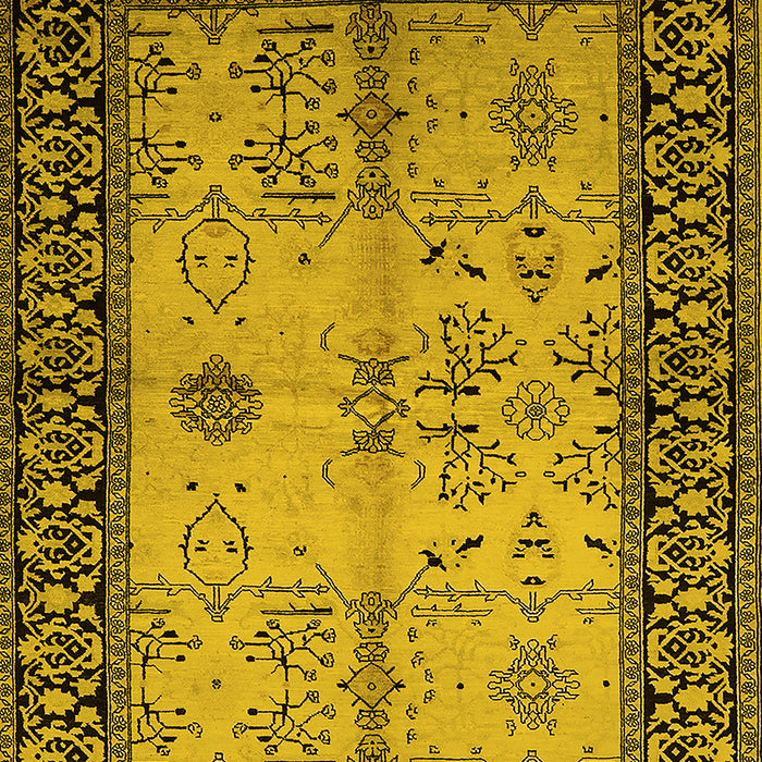 Machine Washable Oriental Yellow Industrial Rug, wshurb847yw
