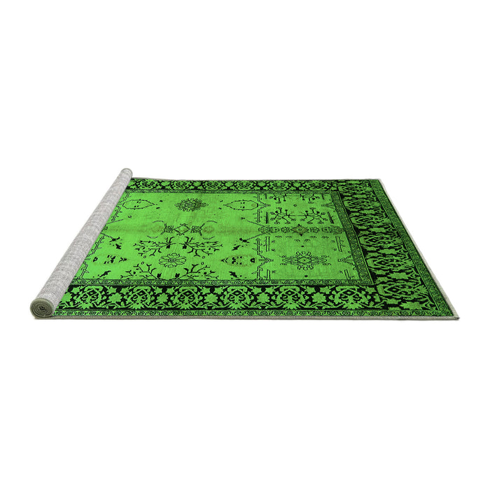 Sideview of Machine Washable Oriental Green Industrial Area Rugs, wshurb847grn