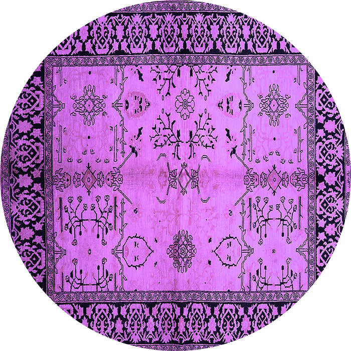 Round Machine Washable Oriental Purple Industrial Area Rugs, wshurb847pur