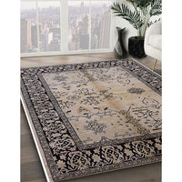 Mid-Century Modern Taupe Brown Oriental Rug, urb847