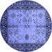 Round Oriental Blue Industrial Rug, urb847blu