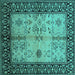 Square Oriental Turquoise Industrial Rug, urb847turq