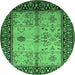 Round Oriental Emerald Green Industrial Rug, urb847emgrn