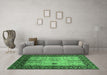 Machine Washable Oriental Emerald Green Industrial Area Rugs in a Living Room,, wshurb847emgrn