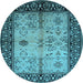 Round Oriental Light Blue Industrial Rug, urb847lblu