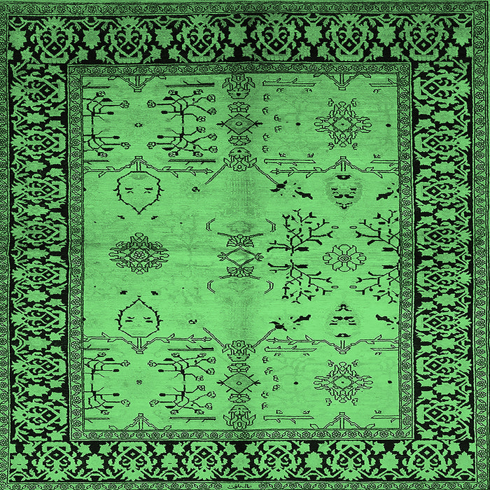 Square Oriental Emerald Green Industrial Rug, urb847emgrn
