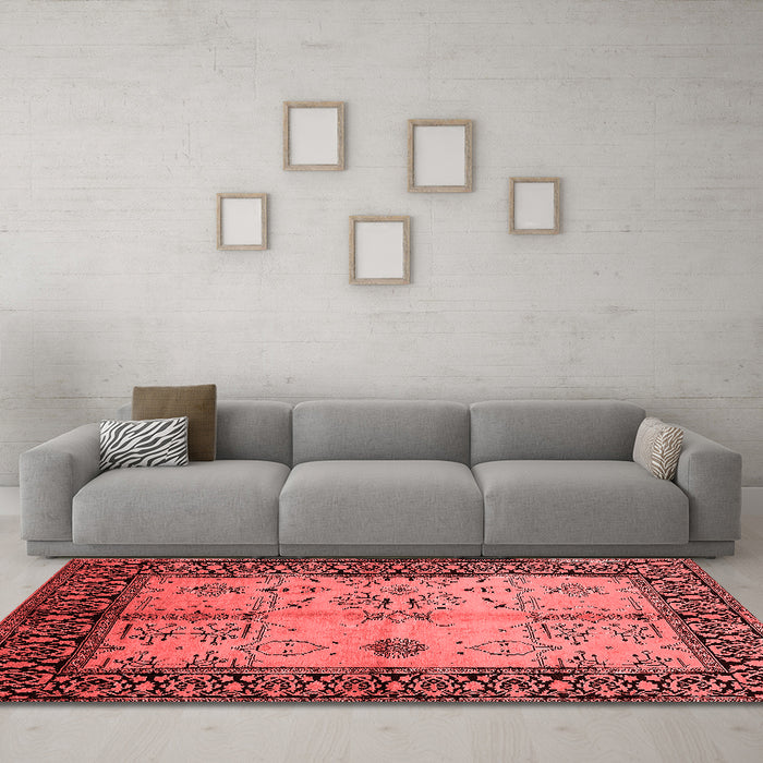Industrial Red Washable Rugs