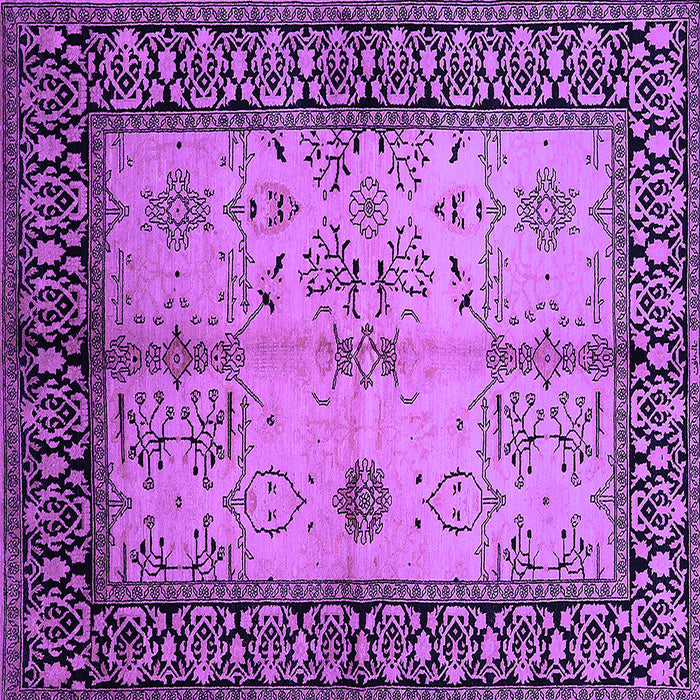 Square Machine Washable Oriental Purple Industrial Area Rugs, wshurb847pur