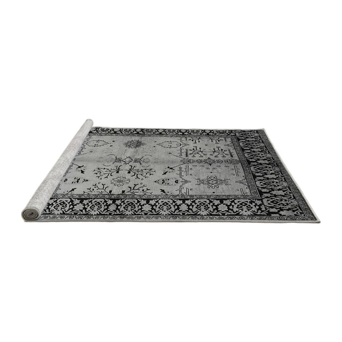 Sideview of Machine Washable Oriental Gray Industrial Rug, wshurb847gry