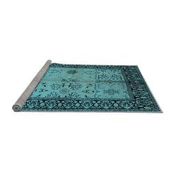 Sideview of Machine Washable Oriental Light Blue Industrial Rug, wshurb847lblu