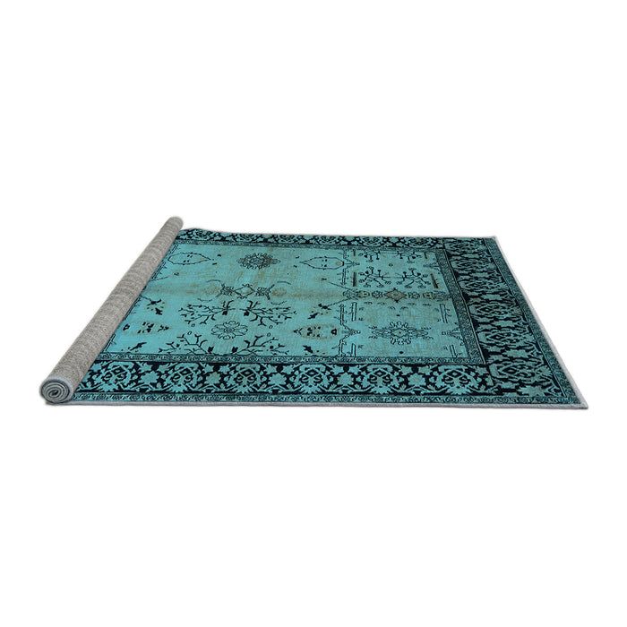 Sideview of Machine Washable Oriental Light Blue Industrial Rug, wshurb847lblu