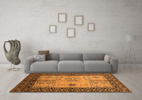 Machine Washable Oriental Orange Industrial Rug, wshurb847org