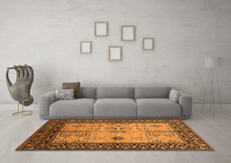 Machine Washable Oriental Orange Industrial Area Rugs in a Living Room, wshurb847org