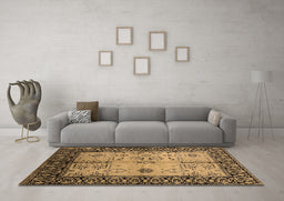 Machine Washable Oriental Brown Industrial Rug in a Living Room,, wshurb847brn
