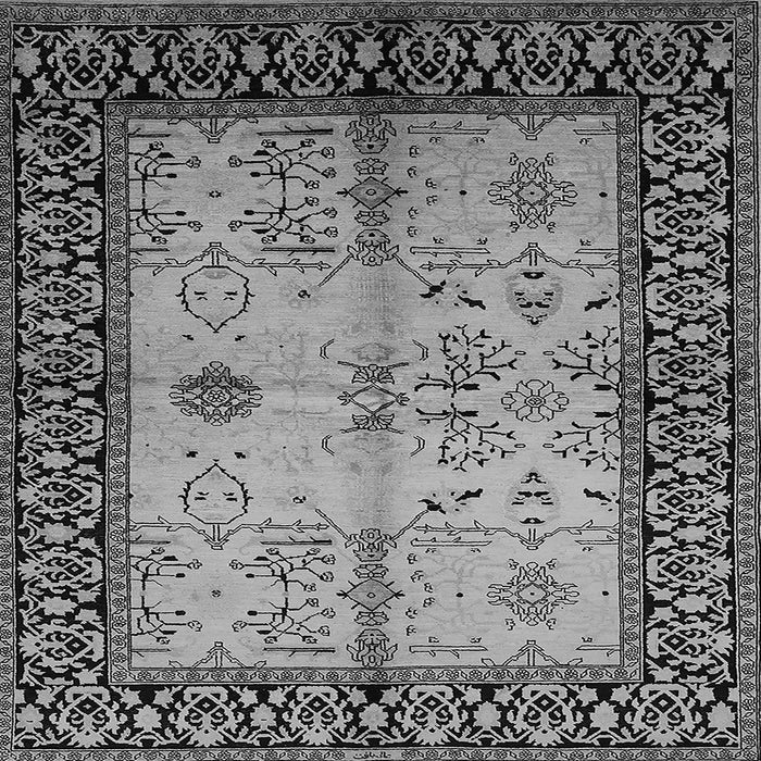 Square Machine Washable Oriental Gray Industrial Rug, wshurb847gry