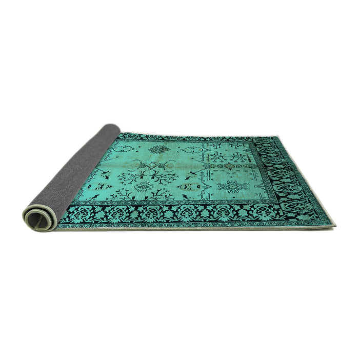 Sideview of Oriental Turquoise Industrial Rug, urb847turq