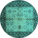 Round Oriental Turquoise Industrial Rug, urb847turq