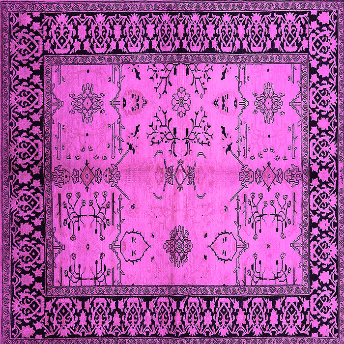Square Machine Washable Oriental Pink Industrial Rug, wshurb847pnk