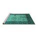 Sideview of Machine Washable Oriental Turquoise Industrial Area Rugs, wshurb847turq