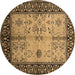 Round Oriental Brown Industrial Rug, urb847brn