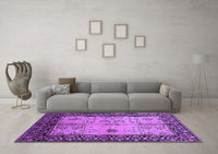 Machine Washable Oriental Purple Industrial Rug, wshurb847pur