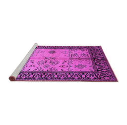 Sideview of Machine Washable Oriental Pink Industrial Rug, wshurb847pnk