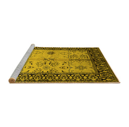 Sideview of Machine Washable Oriental Yellow Industrial Rug, wshurb847yw