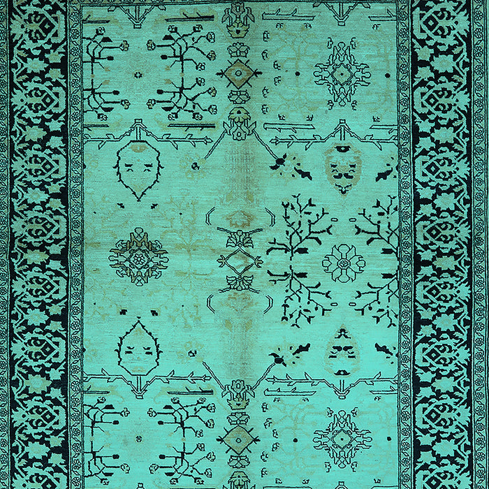 Machine Washable Oriental Turquoise Industrial Area Rugs, wshurb847turq