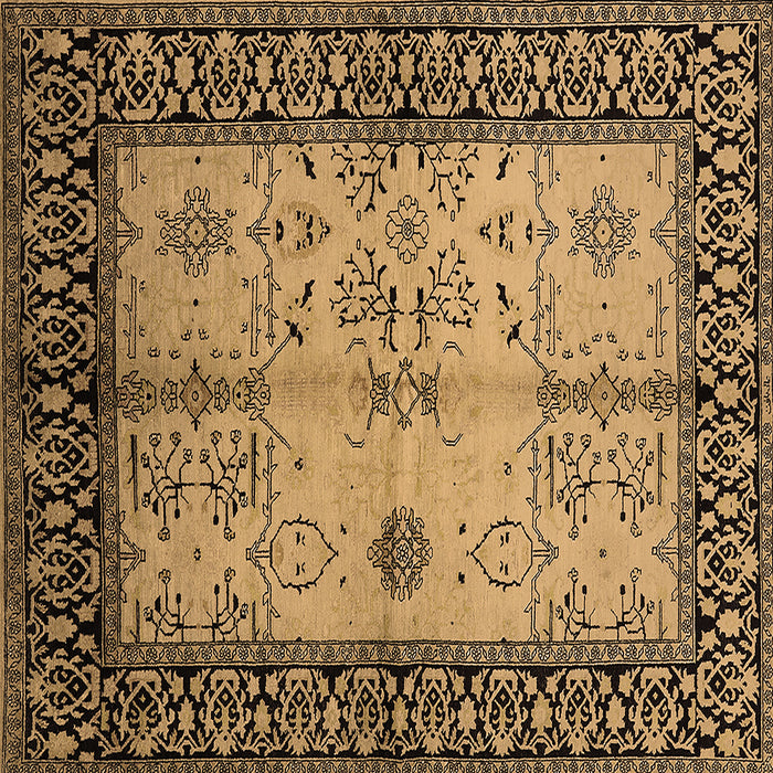 Square Machine Washable Oriental Brown Industrial Rug, wshurb847brn
