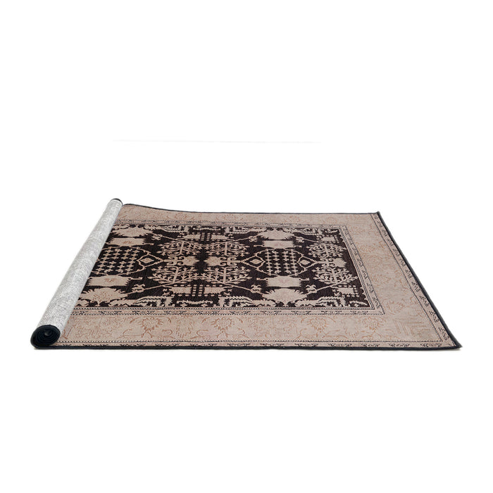 Sideview of Machine Washable Industrial Modern Coffee Brown Rug, wshurb848