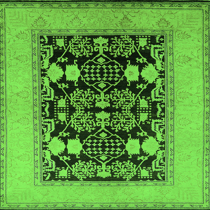 Square Machine Washable Oriental Green Industrial Area Rugs, wshurb848grn