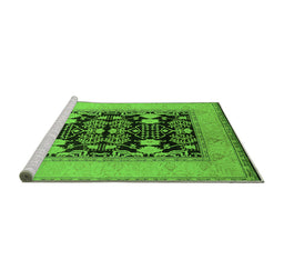 Sideview of Machine Washable Oriental Green Industrial Area Rugs, wshurb848grn